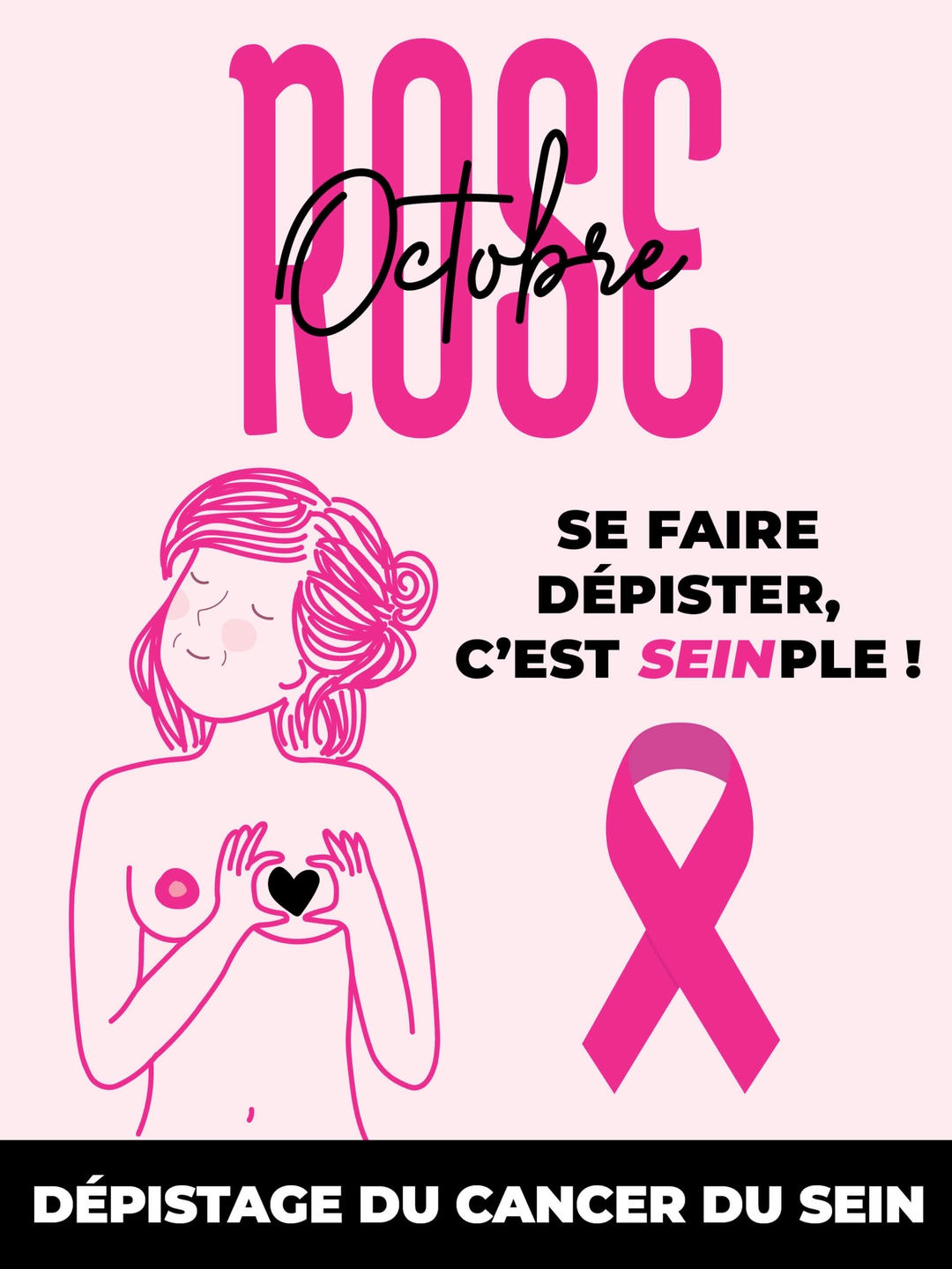Affiche Octobre rose : se faire dépister, c'est simple !